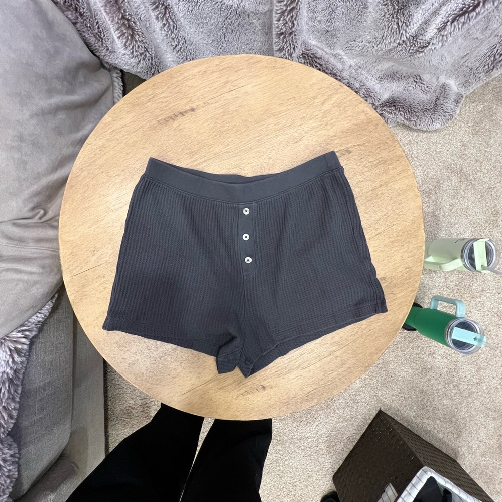 Women's Gray Button-Front Sleep Shorts
